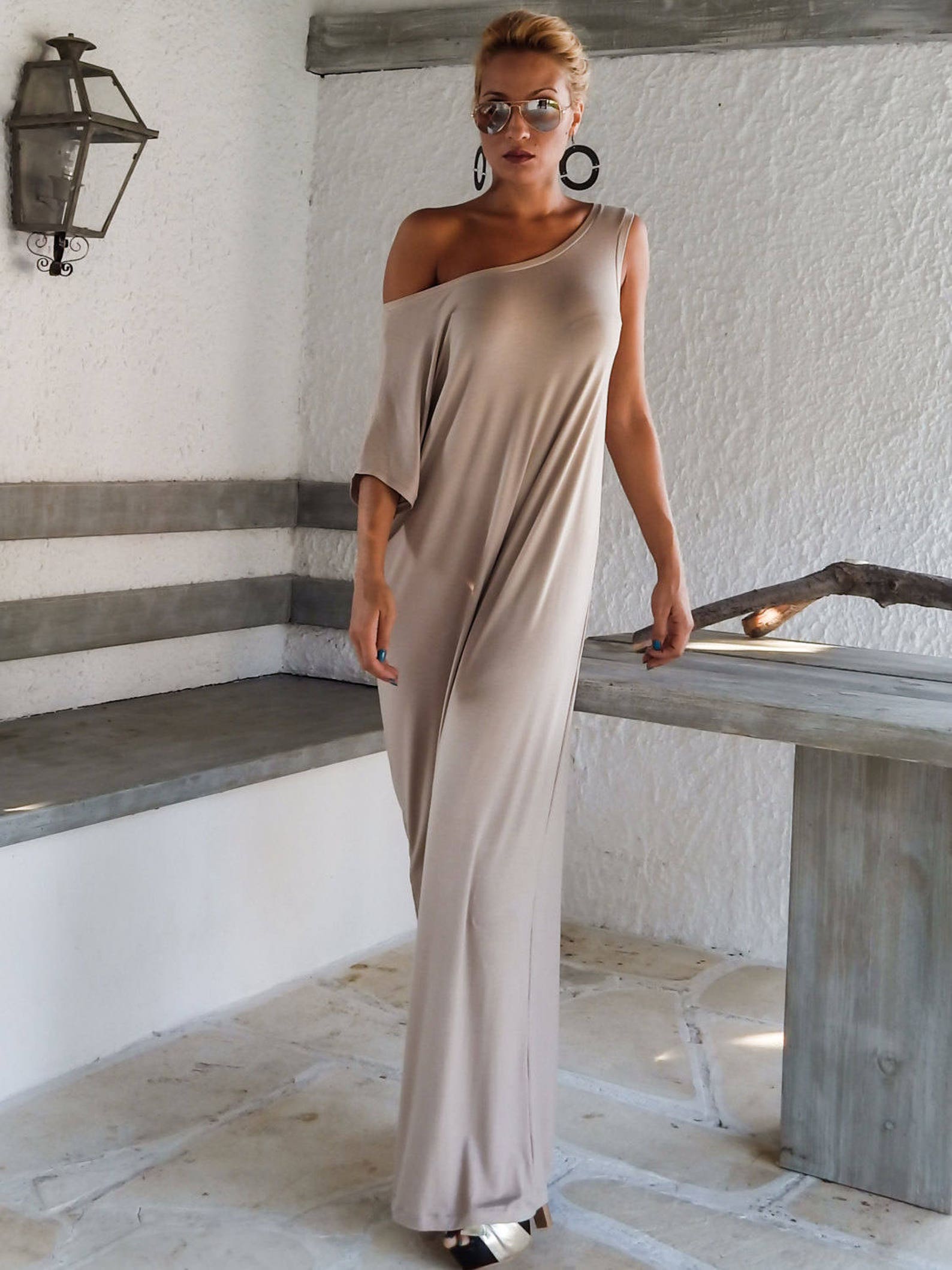 Beige Maxi Dress / Kaftan / Plus Size Dress / Caftan / Evening Etsy