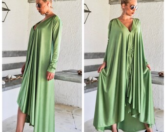 NEW Evening Maxi Dress / Pear Green Plus Size Dress / Evening Dress / Maxi Dress / Party Dress / Plus Size Dress / Open Back Dress /  #35266