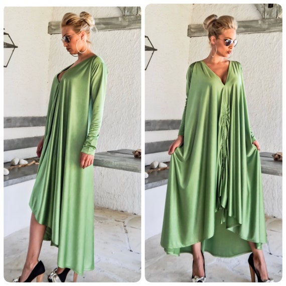 green evening maxi dress
