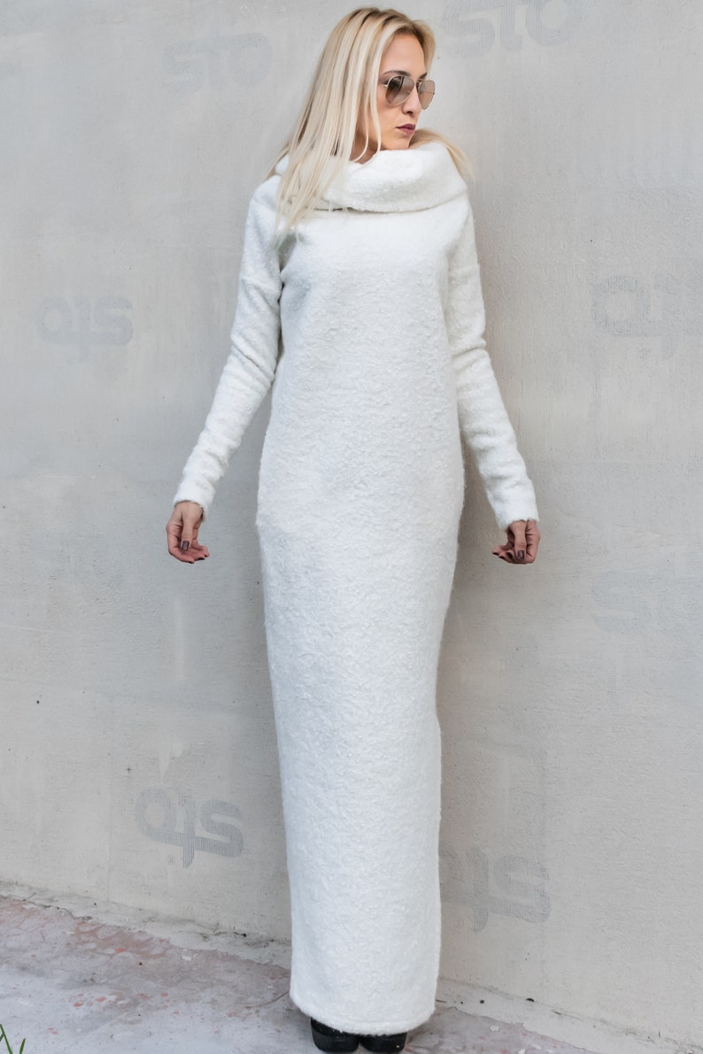 NEW Sweater dress / Winter Maxi Dress / Wool Dress / White Dress / Plus Size dress / White Maxi Dress / Comfortable Dress / Plus Size 35306 image 4