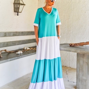 NEW Summer Maxi Dress, Kaftan Dress, Flounced Dress, All Day dress, Plus Size Dress, Spring Summer Dress, Summer Maxi, Summer Dress #35271