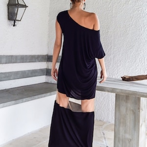 Vestido Maxi Preto Kaftan com Detalhe Transparente / Vestido Plus Size Assimétrico / Vestido Solto Oversize / #35058