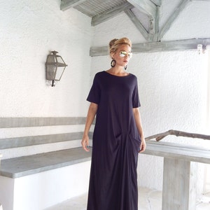 Black Maxi Dress / Black Kaftan / Asymmetric Plus Size Dress / Oversize Loose Dress / #35017