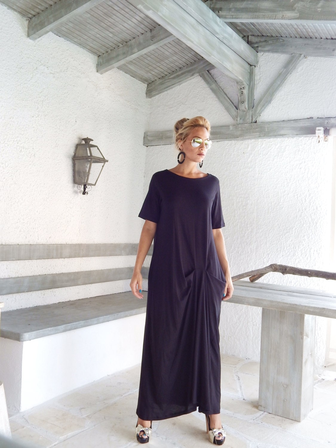 Black Maxi Dress / Black Kaftan / Asymmetric Plus Size Dress / - Etsy