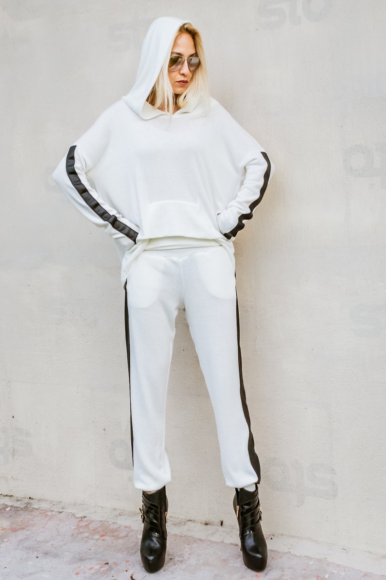 NEW Women Set White Pants Harem Pants White Top Plus Size Set Plus Size Top Plus Size Pants Leather Strap Pants #35303