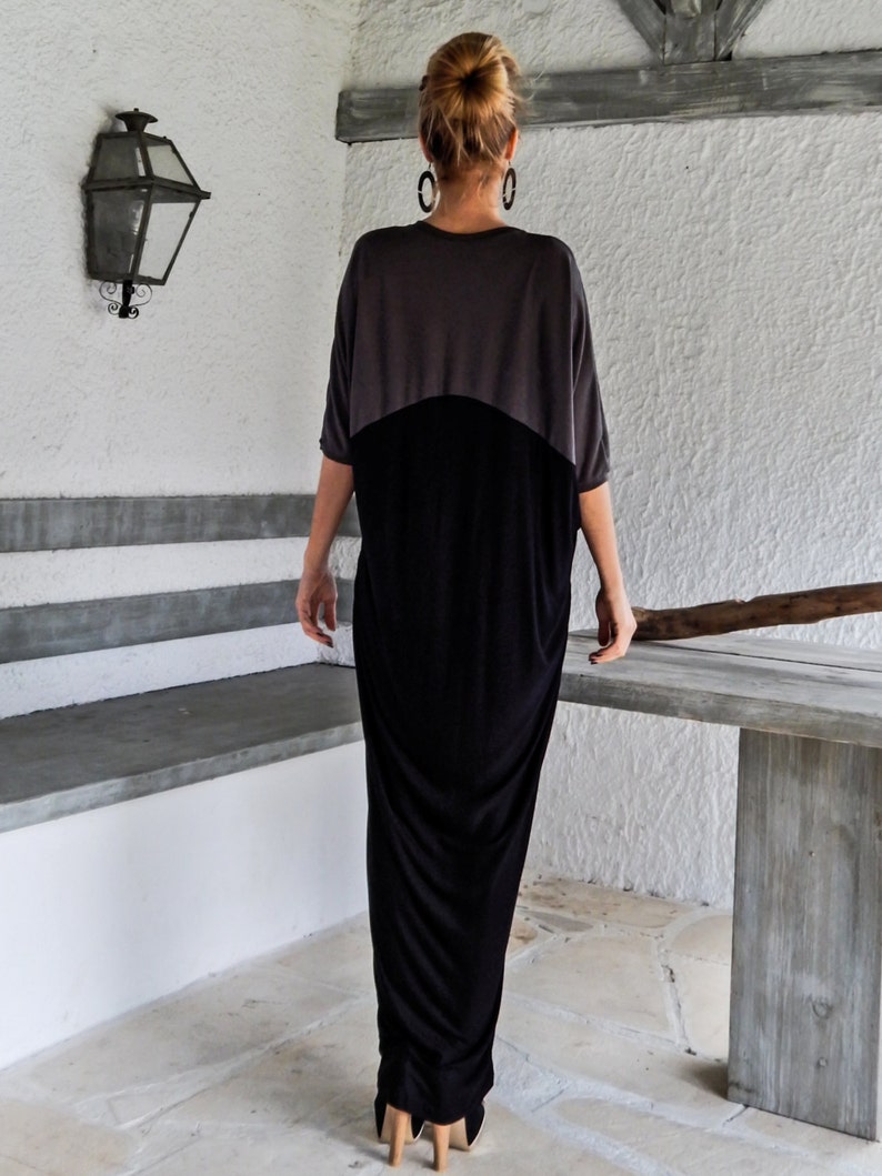 Black & Gray Maxi Dress / Black Gray Kaftan / Plus Size Dress - Etsy