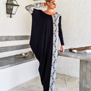 NEW Fall Winter Dress / Black Dress / Maxi Dress / Plus Size Dress / Long Sleeve Dress / Asymmetric Dress / Plus Size Dress /Kaftan / #35226