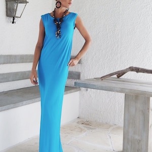 Aqua Blue Maxi Dress / Aqua Blue Kaftan / Maxi Dress / Long Dress /  Plus Size Dress / #35009