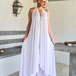 White Kaftan / White Summer Kaftan / White Maxi Dress / Women Summer Dress / Beach Dress / Asymmetrical Open Back Dress / #35189