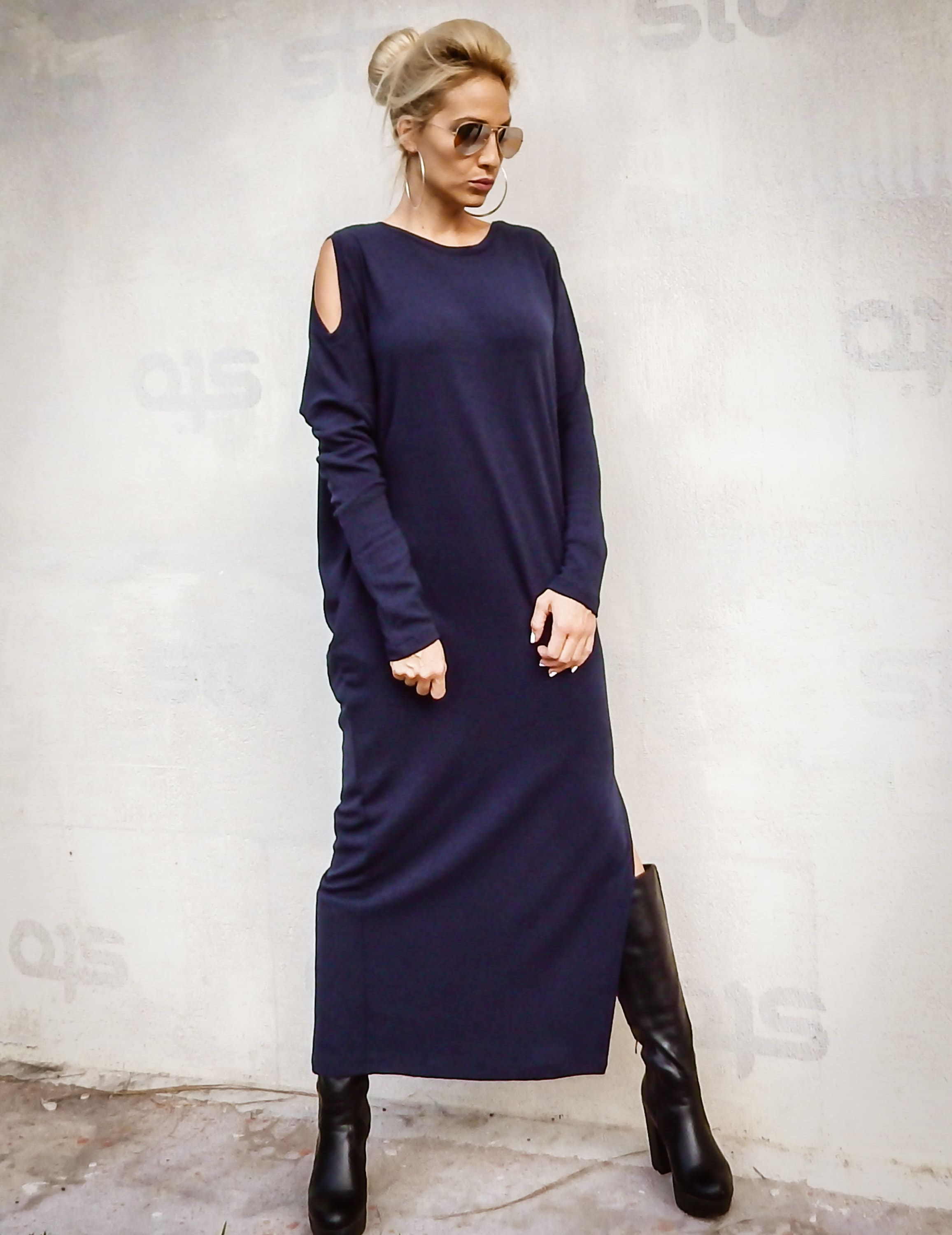 NEW Navy Blue Knit Dress / Knitted 