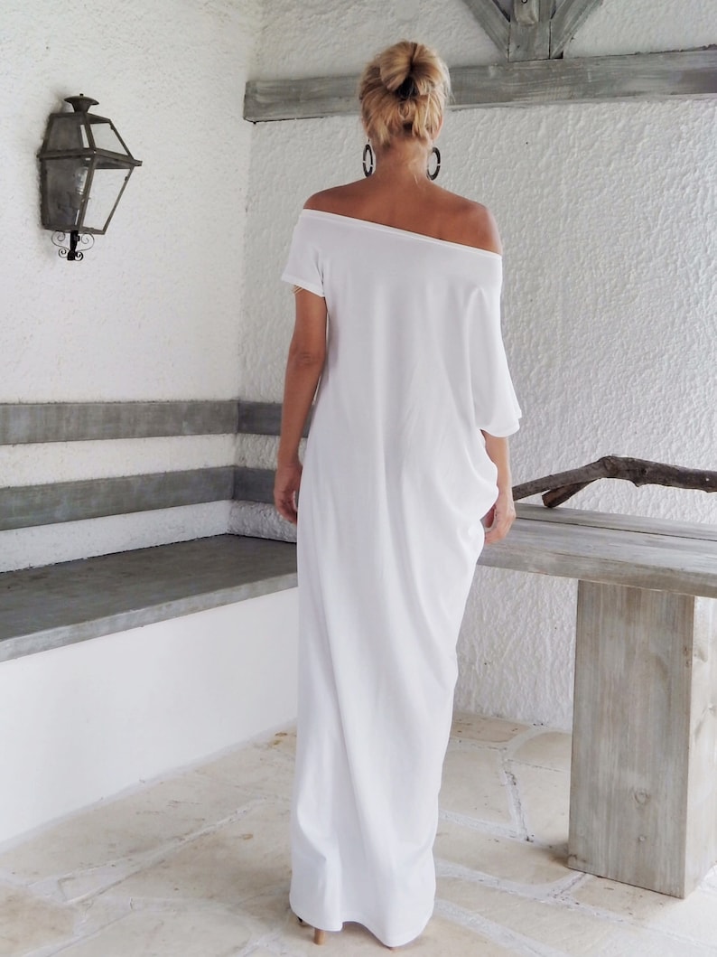 White Maxi Dress / White Kaftan / Asymmetric Plus Size Dress / - Etsy