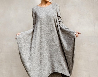 Handmade Knit Maxi Dress: Asymmetrical Plus Size Sweater Dress #35286