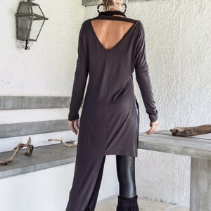 Gray Asymmetric Long Blouse / Asymmetric Tunic / Plus Size Tunic / Asymmetric Plus Size Blouse / Plus Size Top / Asymmetrical Top / 35133 image 2