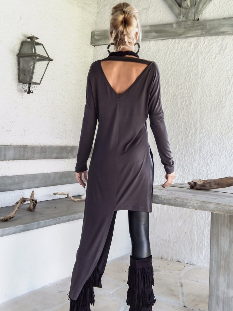 Gray Asymmetric Long Blouse / Asymmetric Tunic / Plus Size Tunic / Asymmetric Plus Size Blouse / Plus Size Top / Asymmetrical Top / 35133 image 2