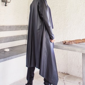 新品 ブラックレザーベスト / 袖付きベスト / ブラックレザージャケット / ブラックレザーカーディガン / ブラックベスト / プラスサイズアウター #35298