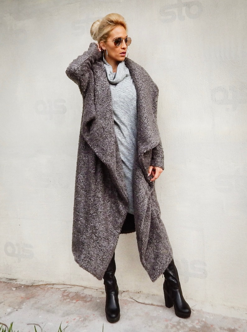 NEW Wool Coat / Warm Winter Coat / Gray Coat / Boucle Coat / Etsy