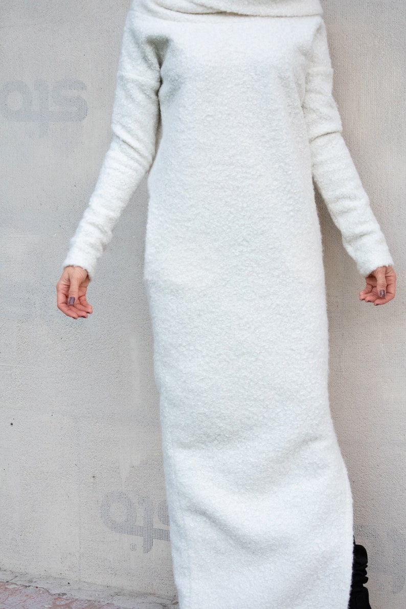 NEW Sweater dress / Winter Maxi Dress / Wool Dress / White Dress / Plus Size dress / White Maxi Dress / Comfortable Dress / Plus Size 35306 image 1