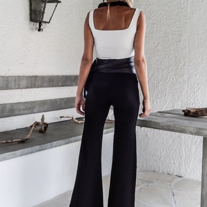 Black Viscose Flare Leg Pants - Handmade Women's Trousers image 3