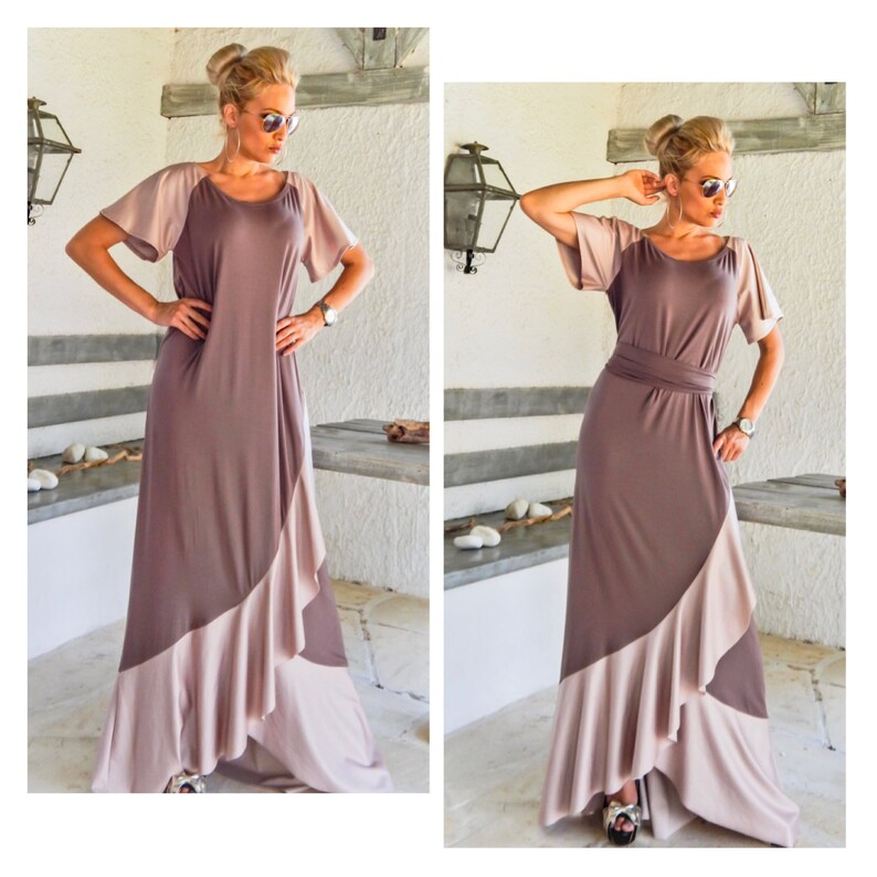 NEW Taupe Maxi Ruffle Dress / Plus Size Dress / Dress with ruffles / Caftan / Kaftan / Summer Dress / Ruffle Dress / Plus Size / 35267 image 3