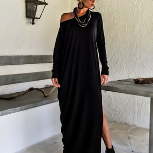 Black Maxi Dress With See Through Open Back / Open Back Maxi Dress ...