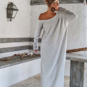 Maxi robe-pull en laine mélangée bouclée, vêtement d'hiver grande taille # 35159