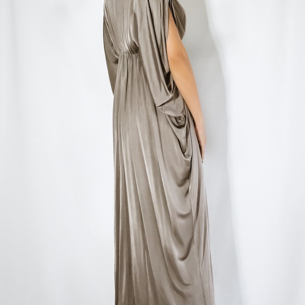 NEUES Taupe Gold Maxi Kleid / Plus Size Kleid / Lockeres Kleid / Extravagantes Maxi Kleid / Langes Kleid / Boho Kleid #35378