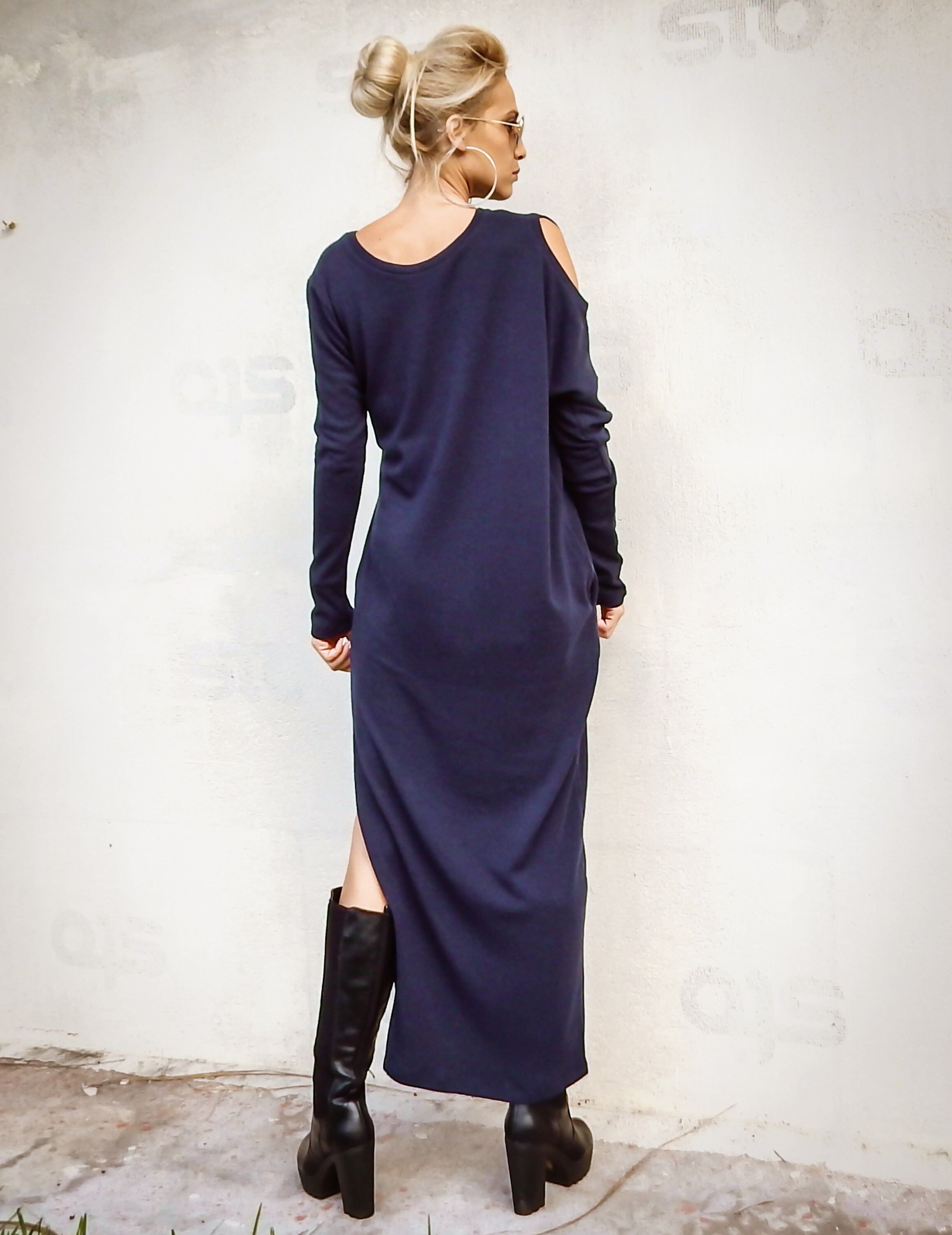 NEW Navy Blue Knit Dress / Knitted 
