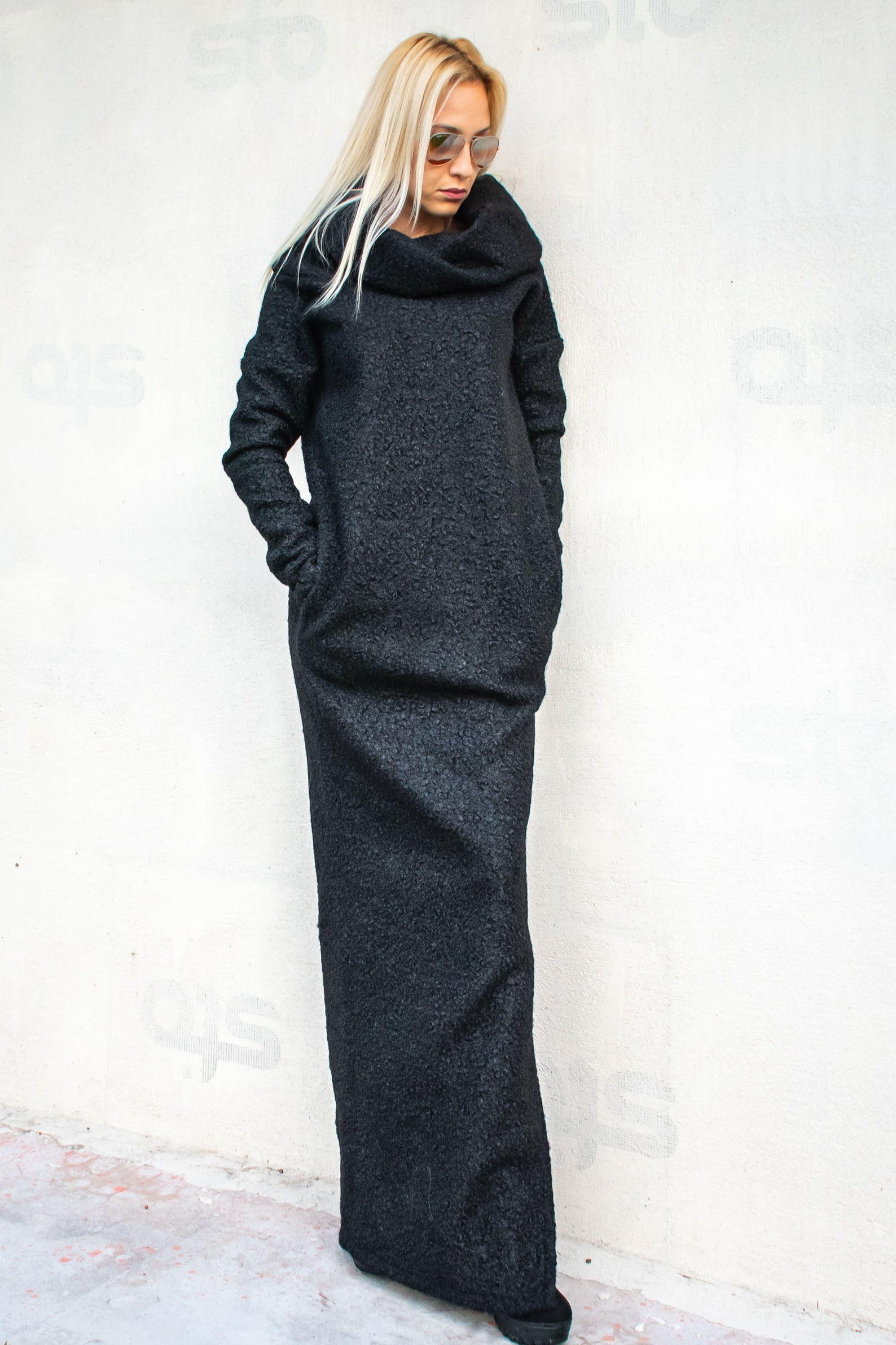 NEW Winter Maxi Dress, Black Maxi Dress, Black Winter Dress, Plus Size — free download