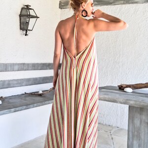 Striped Summer Maxi Dress / Kaftan / Plus Size Dress / Loose Dress / One Size Dress / Open Back Kaftan / Plus Size Maxi / Long Dress 35191 image 4