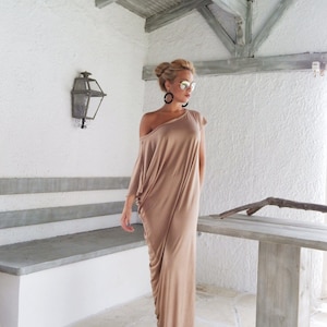 Taupe Maxi Dress / Women Kaftan / Taupe Kaftan / Asymmetric Plus Size Dress / Women Maxi Dress / Oversize Dress / Loose Maxi Dress   #35024