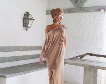 Camel Maxi Dress / Taupe Kaftan / Maxi Dress / Caftan / Kaftan / Plus Size Dress / Long Dress / Summer Dress / Oversize Loose Dress / #35024