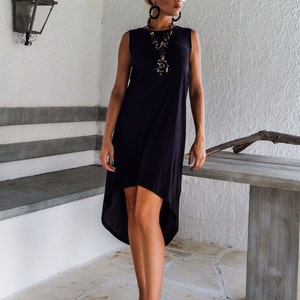 Black Asymmetric Dress - Blouse - Tunic / Black Dress / Asymmetric Plus Size Dress / Short Front Long Back Dress / #35012