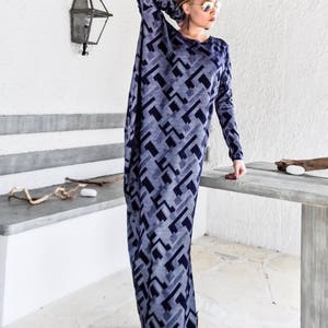 Long Sleeve Dress / Maxi Dress / Winter Dress / Print Dress / Plus Size Dress / Loose Dress / Everyday dress / Oversized / #35176