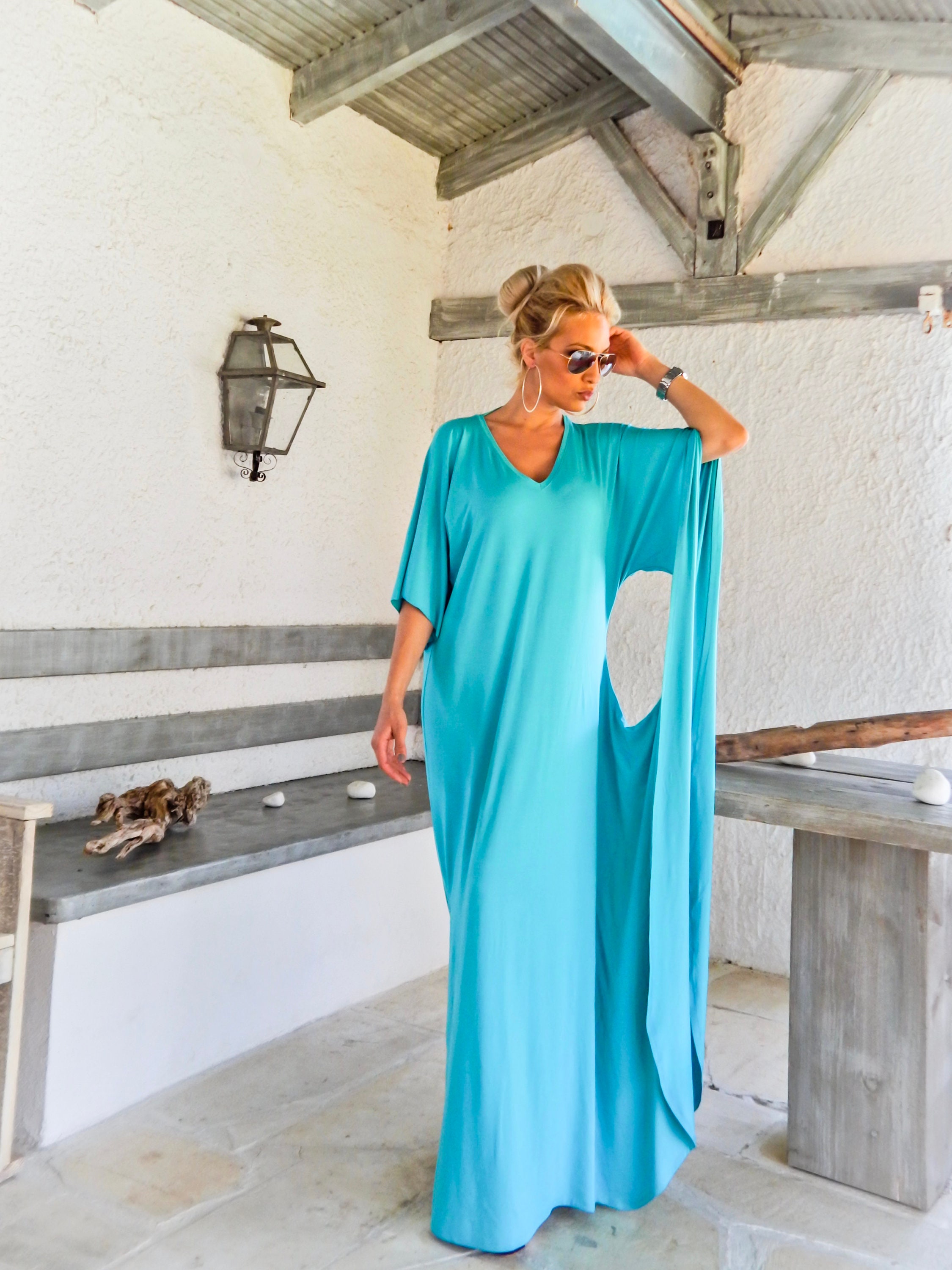 Plus / Plus - Summer Size NEW Turquoise Finland Etsy Dress Kaftan Kaftan / /