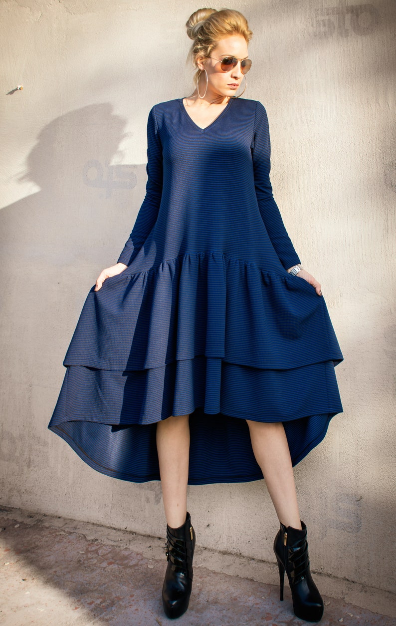 Flounce Jersey Dress Light Blue Floral