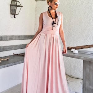 NEW 2017.... Pink Maxi Dress with Belt / Pink Plus Size Dress / Pink Evening Dress / #35236