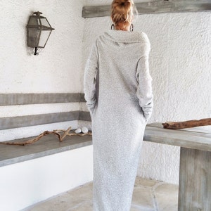 Winter Wool Boucle Turtleneck Maxi Dress / Winter Warm Long Dress / Maxi Dress with pockets / Plus Size Dress / Turtleneck Dress / 35148 image 2