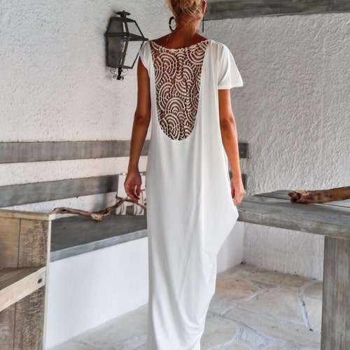 White Maxi Dress / Kaftan / Long White Dress / Plus Size Dress - Etsy