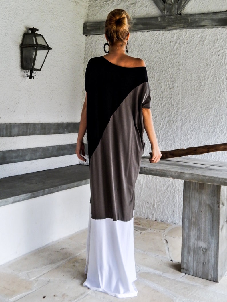 Black & Gray Maxi Dress / Black and White Dress / Kaftan / - Etsy
