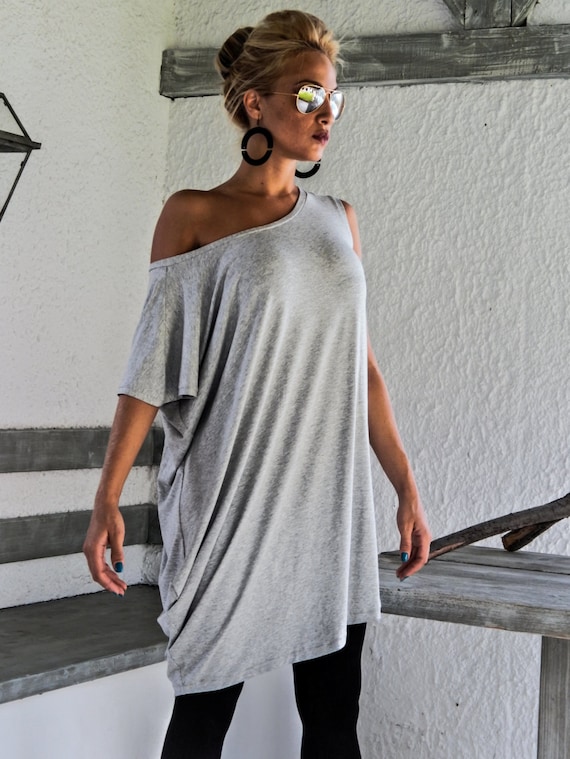 Light Gray Oversized Top / Women Blouse / Loose Top / Everyday | Etsy