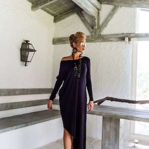 Black Maxi Long Sleeve Dress / Black Kaftan / Plus Size Dress / Asymmetric Maxi Dress / Plus Size Dress / Black Dress / Loose Dress / #35034