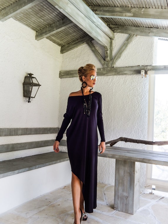 Black Maxi Long Sleeve Dress / Black Kaftan / Plus Size Dress - Etsy