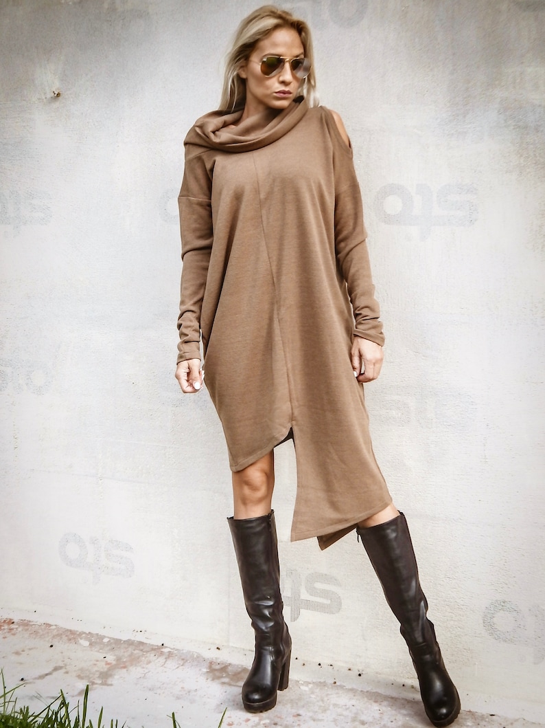 Winter Knit Asymmetric Dress / Oversized Dress /Asymmetric Tunic / Blouse Tunic / Loose Tunic / Plus Size Blouse / Sweater Dress 35281 zdjęcie 2