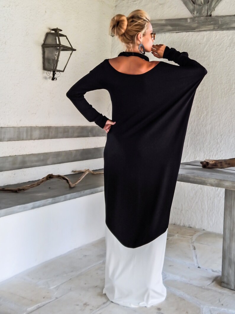 Black & White Dress / Plus Size Dress / Bicolor Maxi Dress / | Etsy