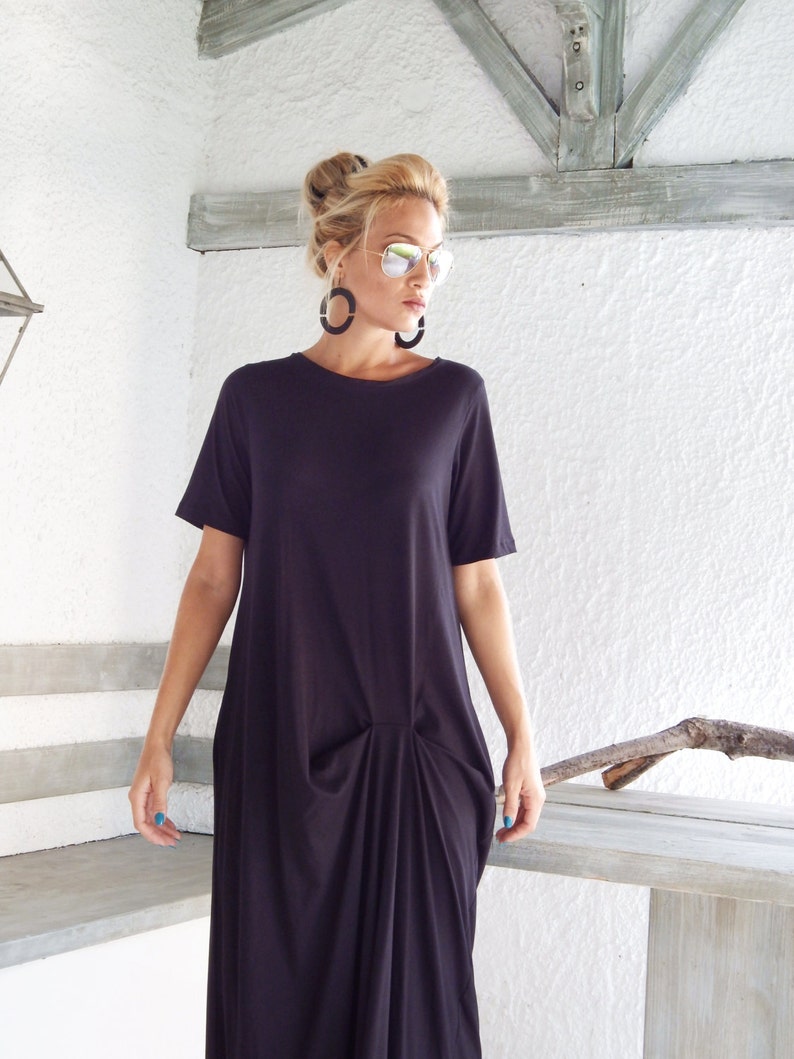 Black Maxi Dress / Black Kaftan / Plus Size Dress / Loose Dress / Black Dress / Maxi Dress with pockets / Plus Size Maxi 35017 image 3