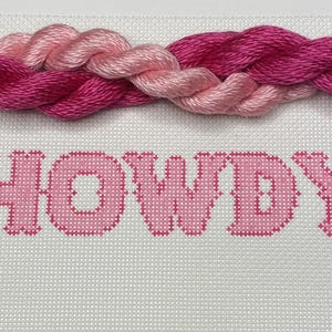 Hand painted 18 mesh needlepoint canvas - "Howdy" - optional threads