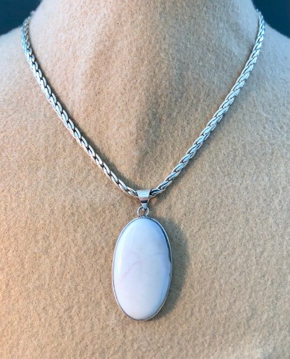 LARGE 2 3/8" Natural Pink Peruvian Opal Pendant O… - image 2