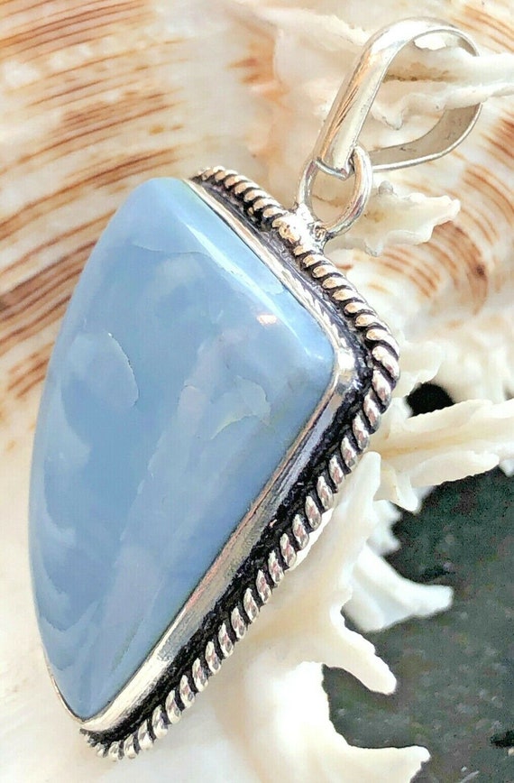 LARGE 2" Natural Oregon Owyhee Blue Opal Pendant … - image 5