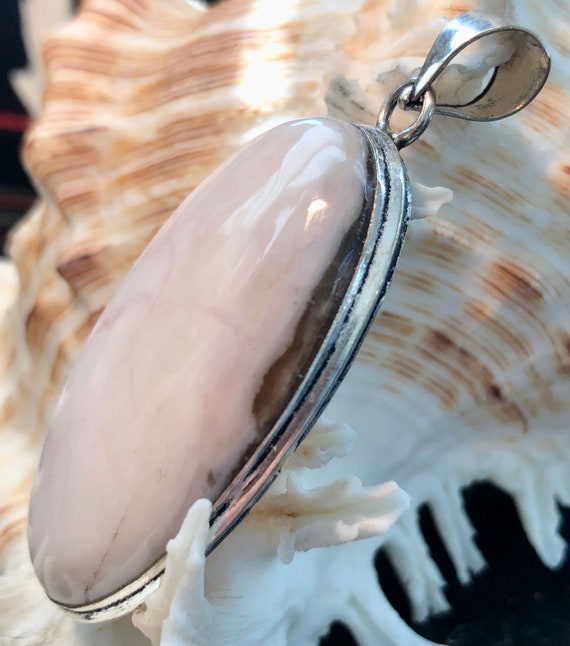 LARGE 2 3/8" Natural Pink Peruvian Opal Pendant O… - image 5