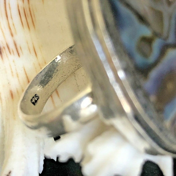 Large 1 1/8" Australian Abalone Shell Ring Pear .… - image 9
